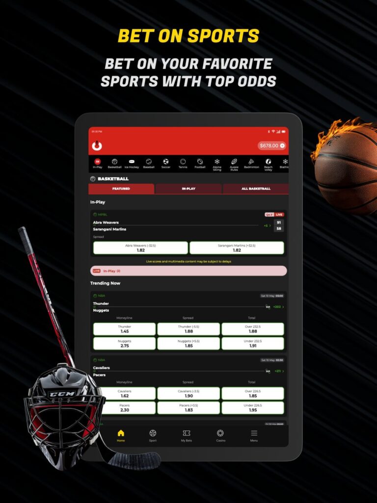 PowerPlay Ontario app showing in-play basketball markets with decimal odds